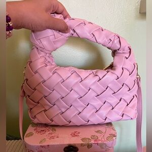 Pink Woven Handbag